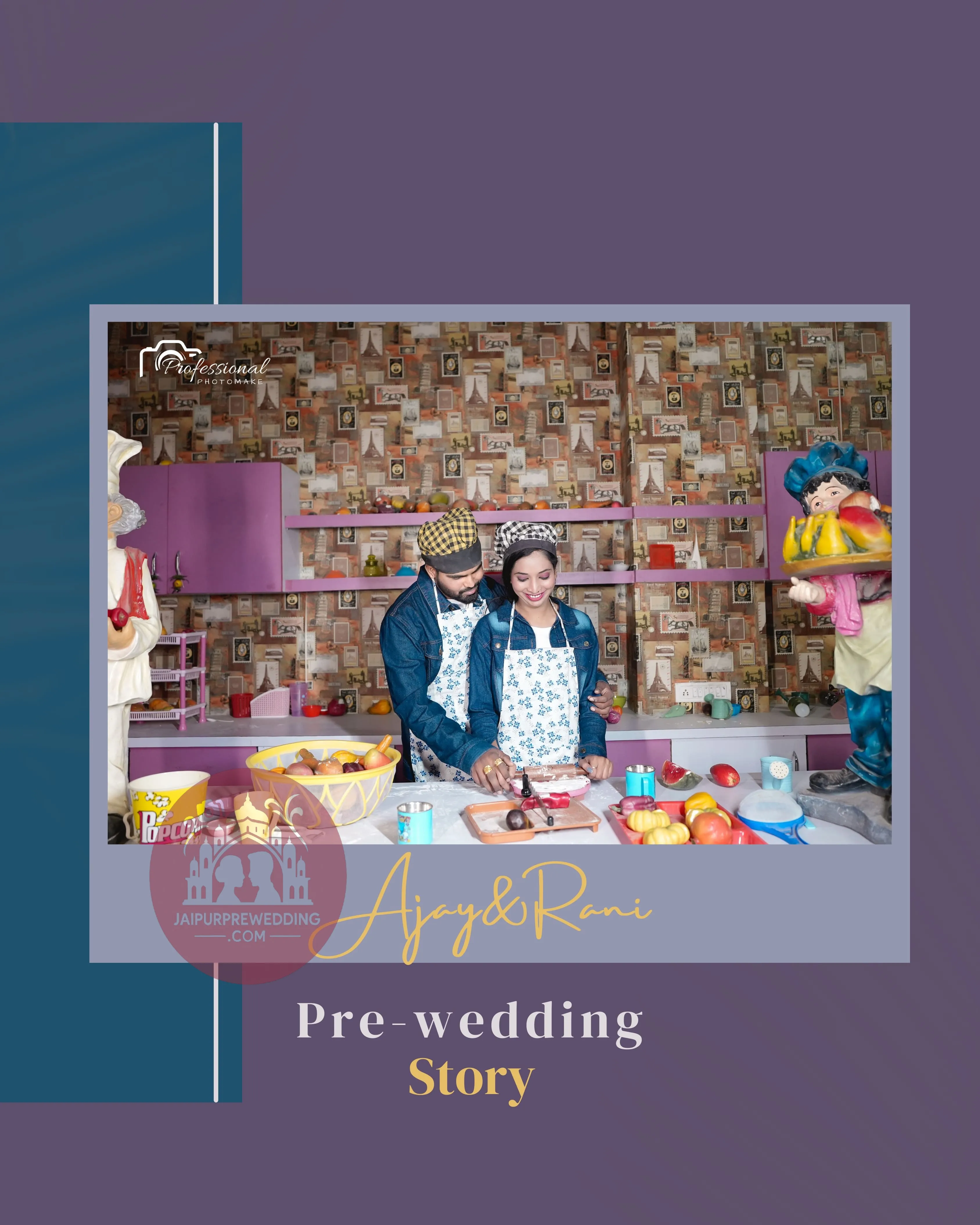 Fun kitchen pre-wedding shoot Jaipur couple cooking together